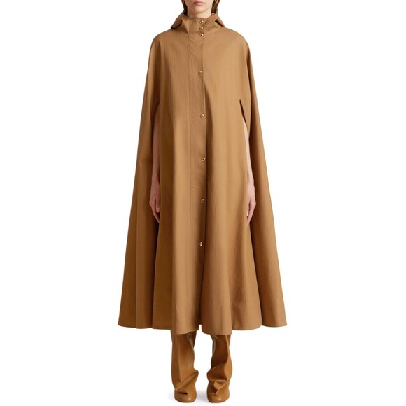 Khaite Jackets & Blazers - $3800 Khaite Roygen Women's Hooded Cotton Blend Cape Coat Jacket in Khaki Size S